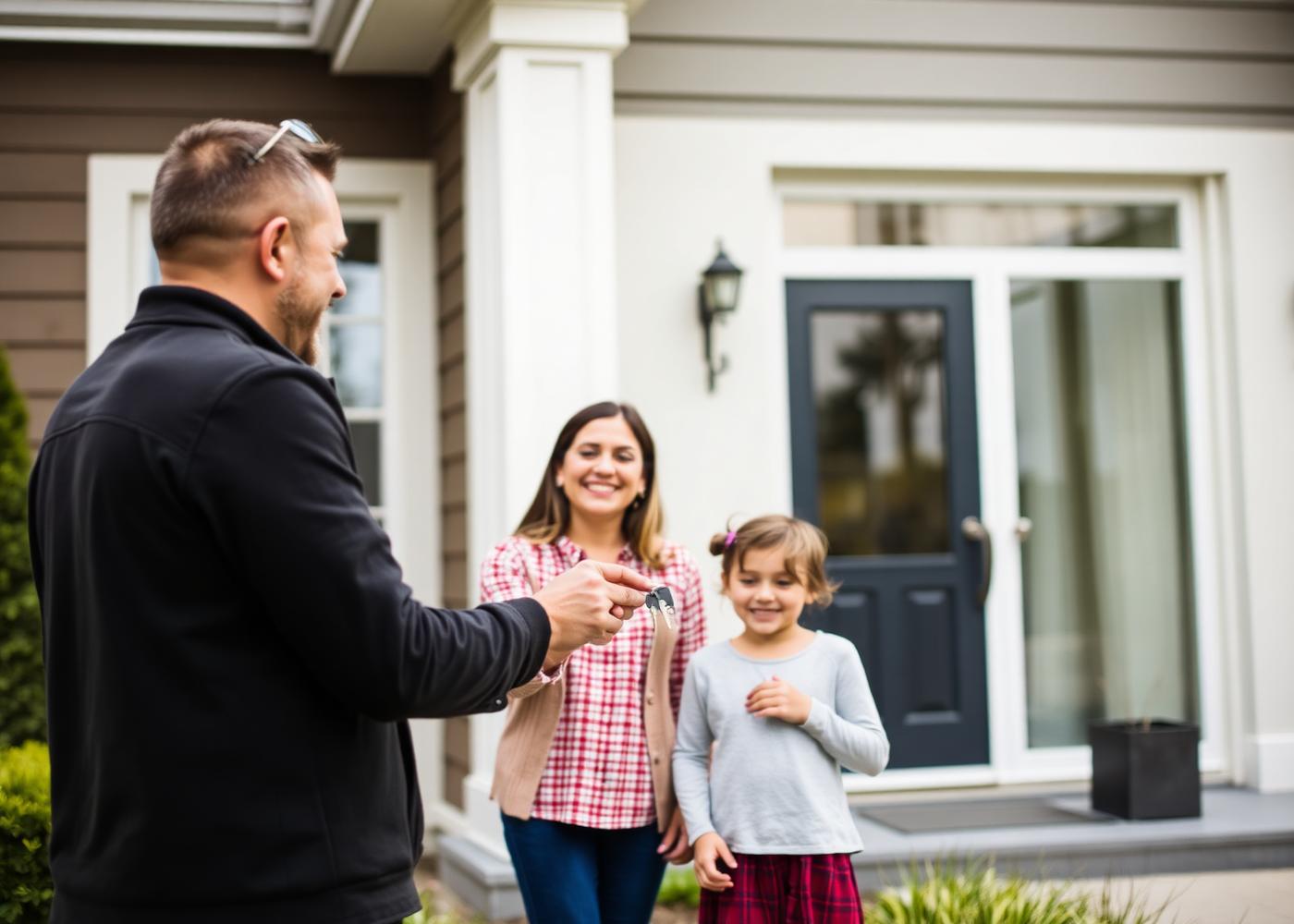 Family receiving the keys to their new home